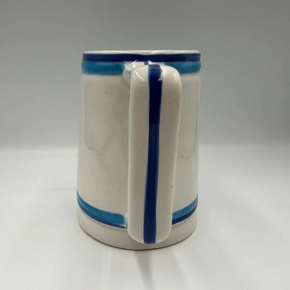 Cabo Wabo Cantina Beer Stein Mug Blue White Lighthouse Ceramic Cat-Mex Mexico